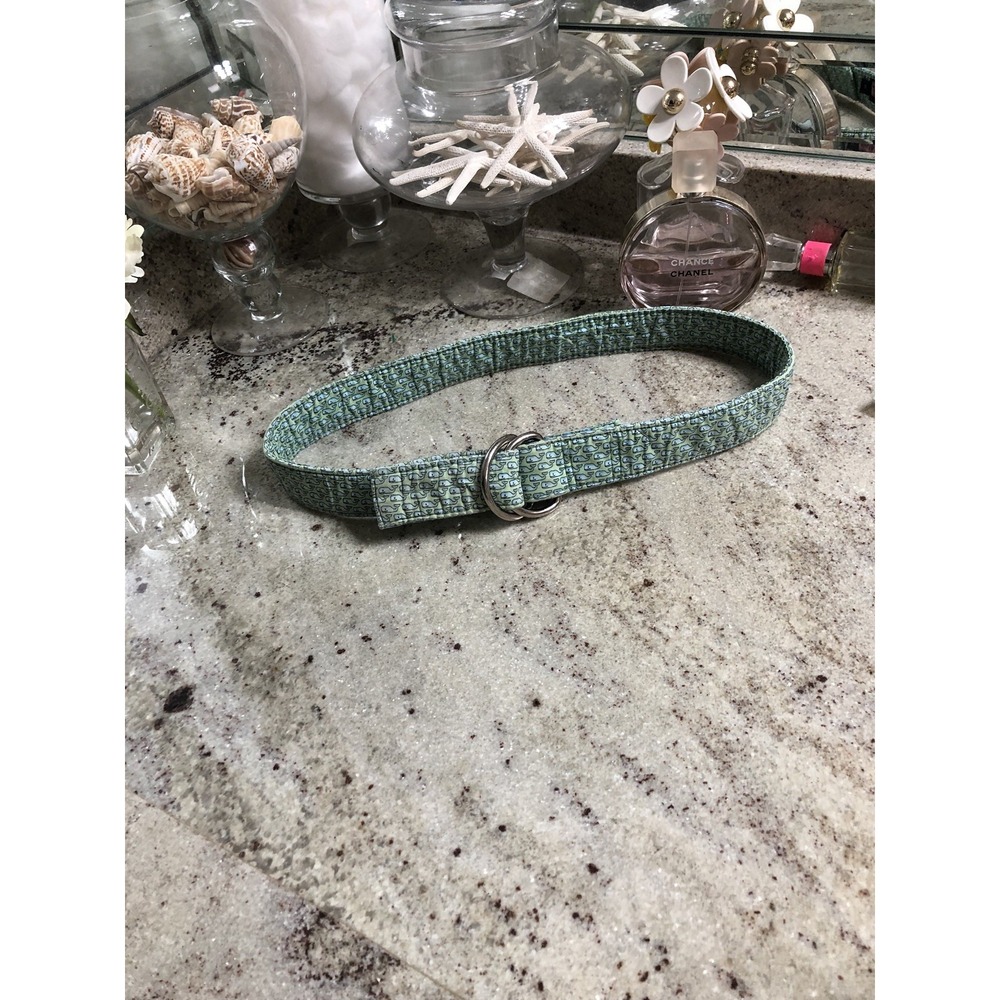 Women’s Vineyard Vines Blue Green whale D-Ring Belt Size S Small